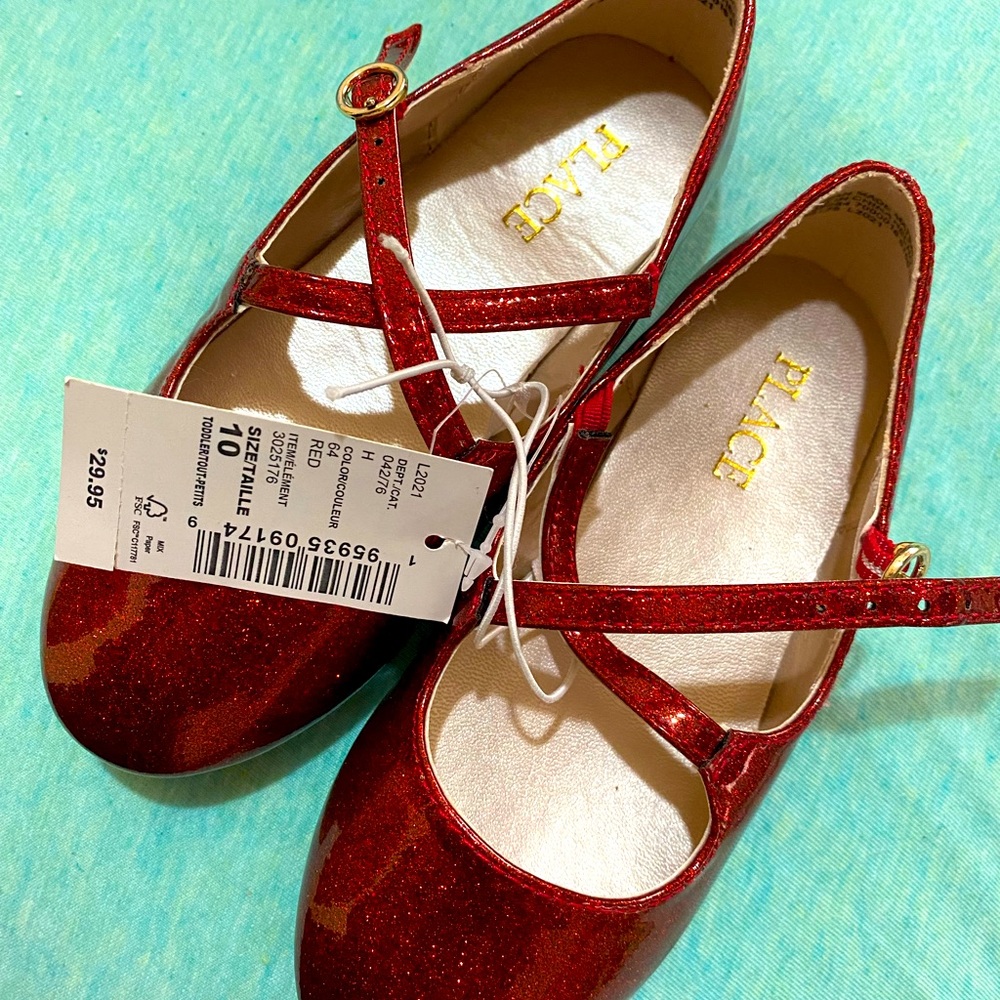 Toddler size 10 children’s place red glitter dress shoes. NWT/never worn